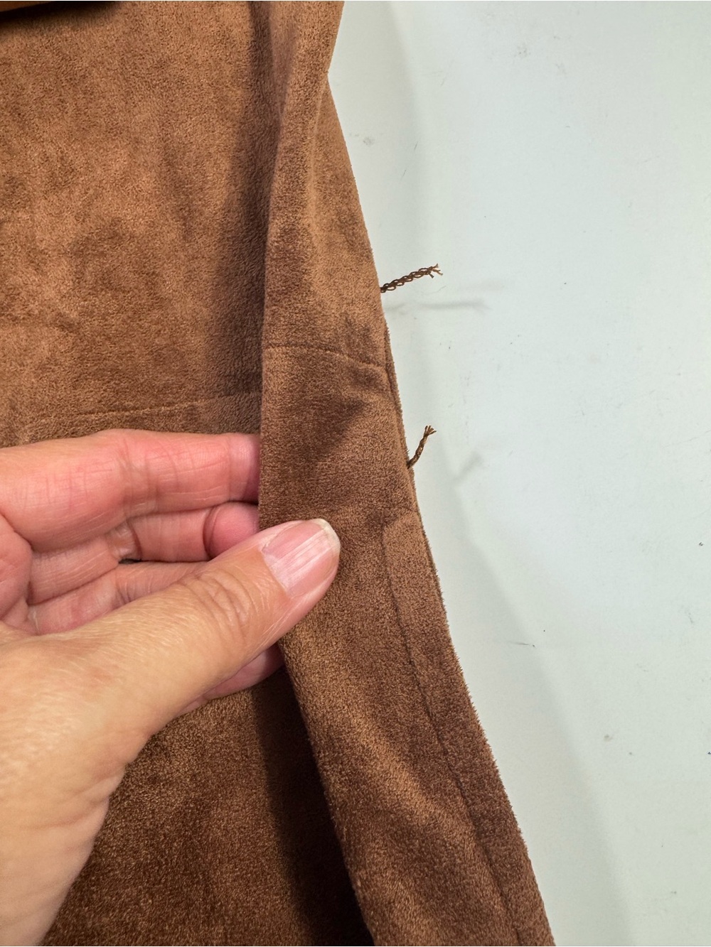Blank NYC Faux Suede Duster Coat Size S Brown Western Boho BELT MISSING - Picture 12 of 15